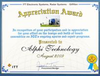 ITT-Electronic Systems- AWARD to ALPHI Technology -2009.jpg